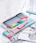Pastel Mechanical Pencil Set With Six Pencils 0.5 And 0.7 Millimeter Lead Plus 360 HB Lead Refills Erasers And Eraser Refills