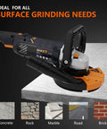 Pro Grade Concrete Grinder And Sander 1500W With 5 Inch Angle Kit 7 Speed Settings From 1000 To 8500 RPM Removable Guard