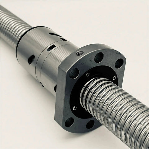 Close-up of Beefy Precision Ballscrew Set 350mm for CNC Machines and 3D Printers with End Machined Ballnut Nut Housing BK BF15.