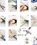 Demonstration of Dope Snap Button Kit with 100 sets metal snaps and fastener pliers press tool for DIY clothes and hats sewing projects.