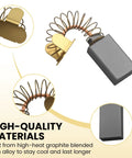 Heavy Duty Carbon Brushes For Power Tool Motor Repair Replacement Set Compatible With Standard Circular Saw Models close-up view of graphite brush with metal coil