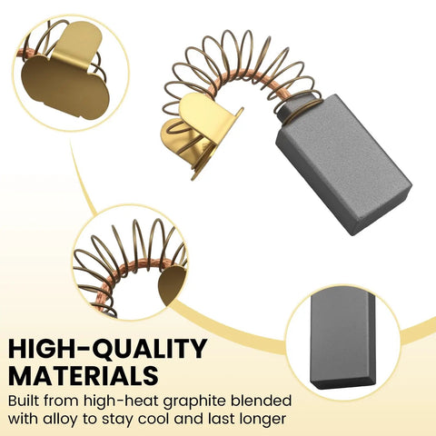 Heavy Duty Carbon Brushes For Power Tool Motor Repair Replacement Set Compatible With Standard Circular Saw Models close-up view of graphite brush with metal coil