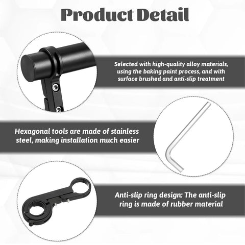 Two Pack Aluminum Bicycle Handlebar Extenders Brackets For Extra Mount Space On Most Bikes, hex wrench, and anti-slip ring