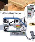Shop Ready Heavy Duty Steel Belt Sander And Bench Grinder featuring robust steel design and 110V motor, ideal for workshop tasks.