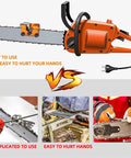 Portable Hand Crank Chainsaw Sharpener Kit With Jig For 8-22 Inch Chainsaws And Electric Saws shown in use vs alternatives