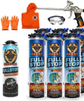Heavy Duty Spray Foam Insulation Kit with gloves, hood, goggles, and cans for wall and attic use.