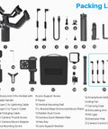 Scorp Mini 3 Pro Gimbal Kit With AI Tracking Built In Display Detachable Remote Handle accessories and components.