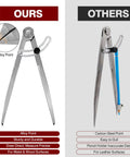 Heavy Duty Six Inch Alloy Metal Compass Scribe Dead Nuts Accurate Layout Divider For Precise Woodworking Marking And Measuring On Plastic Wood Or Steel Panels, showing alloy point and design features.