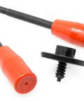 WEN LA4444 chuck set components: two orange plastic handles with black shafts and a black mounting screw.