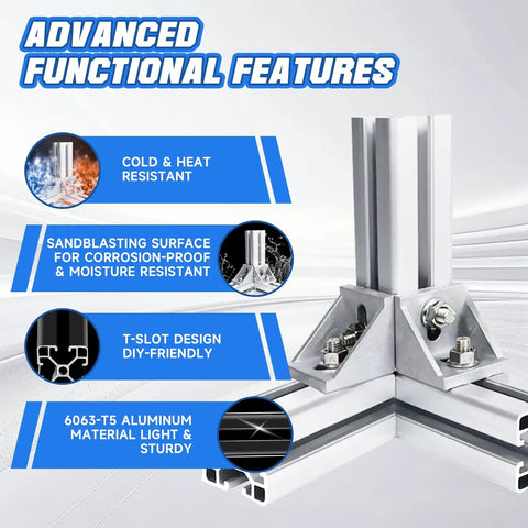 40x40 T Slot Aluminum Profile 1000mm Black Four Pack for Framing and Workstations with advanced functional features, corner joint view