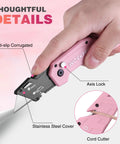 Pink WORKPRO folding utility knife with axis lock and quick-change blade