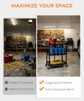 Garage with Portable Folding Service Cart With Three Tiers, 330 Lbs Capacity, Rolling Utility Cart on Wheels for storage