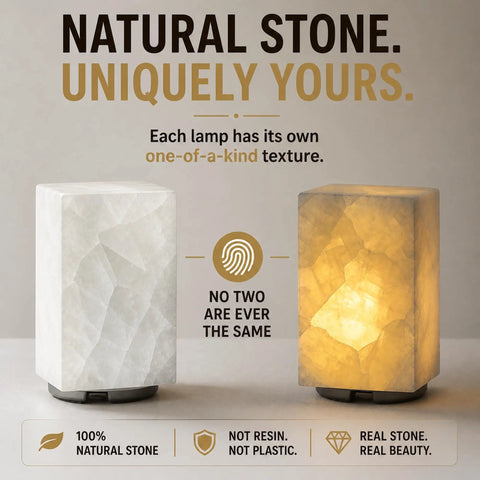 Natural Calcite Stone Table Lamp Handcrafted Solid Stone With Unique Crystal Texture Dimmable Led With Three Color Modes