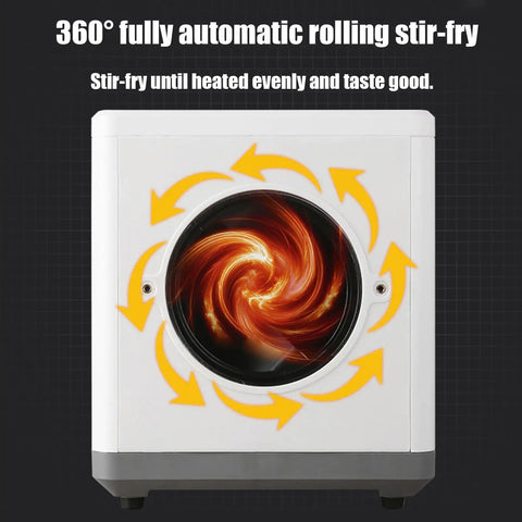 Kick Up Your Home Brewing Game With This Heavy Duty Electric Coffee Bean Roaster Featuring Adjustable Temperature And Timer Settings For Consistently Next Level Flavor, showing 360° rolling stir-fry feature.
