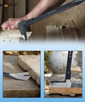 Heavy Duty Pry Bar Nail Puller 8 Inch Crowbar Cats Paw Nail Remover in action during woodworking and demolition.