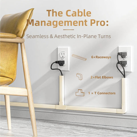 Beige One Cord Cable Hider Kit For Walls showing mounted 85 inch cord covers managing TV wires with 6 covers and connectors