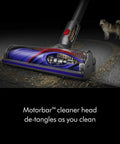 V11 Extra Cordless Vacuum Cleaner With Up To 60 Minutes Run Time, 60 Percent More Suction showing Motorbar cleaner detangling pet hair