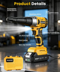 Cordless Rivet Gun Kit 20V Max Battery Brushless Workhorse Pop Rivet Tool with case, LED light, and brushless motor.