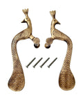 Peacock Shaped Brass Door Handle Pair 2-Piece Set, Dope Designer Embossed Carved Pulls for Interior Doors, Premium Brass
