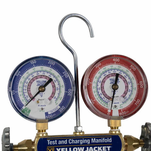 Professional Two Valve Refrigerant Manifold Gauge Set Featuring Polished Polycarbonate Faces Sweet For R32 A2L R454B R410A Servicing Geared Toward Hvac Crews Chasing Rock Solid Pressure Readings Every Time On The Job Site