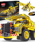 2-In-1 Dump Truck And Propeller Plane Build Kit For Kids Aged 5 To 12, 361+ Pcs DIY STEM Construction Toy, yellow dump truck model