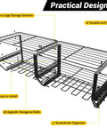Heavy Duty Wall Mounted Power Tool Organizer with 3 tier iron garage rack and 10 drill slots shown with labels and design features