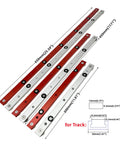 Pro Grade Aluminum Clamping Fixture Slider For Guide Rails And Milling Machines With Adjustable Stop Works With Woodworking Tables 300mm 450mm 650mm Lengths Red Or Silver Finish Rust Resistant, shown in red and silver