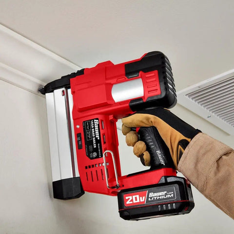 Cordless 18 Gauge Brad Nailer Drives Up To 60 Fasteners Per Minute Ditch Air Hoses This Slim Body Tool in use on trim.