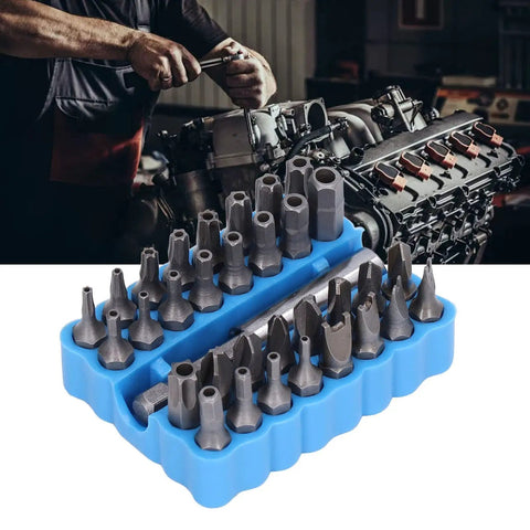Top Pick For 33 Piece Security Screwdriver Bit Set With 1/4 Inch Hex Shank Featuring Torx Tr, Tri Wing, And Spanner Bits Made From Durable S2 Steel For All Your Gadget Repair Jobs. 33-piece S2 steel security bit set in blue holder