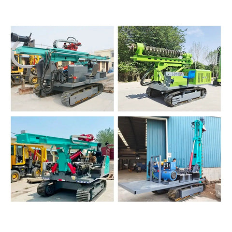 Four different Beefy Hydraulic Guardrail Pile Driver Machine For Post Installation And Highway Roadside Guardrail Construction Crawler