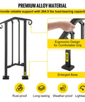 Outdoor Stair Railing For 1 Or 2 Steps Aluminum Handrail For Concrete Or Wood Stairs Black showing ergonomic grip and base support