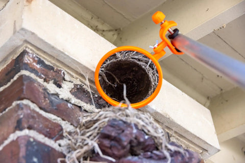 Expandable Inspection Mirror On A Pole For Roofs Gutters Ductwork Under Vehicle And Car Inspections in use near gutter