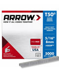 Heavy Duty T50 Staples For Upholstery And Framing With A Bulletproof 3/8 Inch Crown And Knockout 5/16 Inch Legs In A Massive 5000 Count Pack built like a tank in packaging.