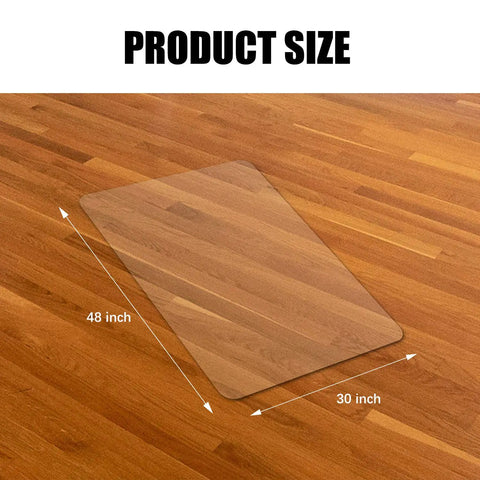 Clear Chair Mat For Hard Floors 30x48 Inch, Transparent Office Floor Protector With Anti Slip Underside on wooden floor