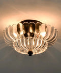 Modern Black Ceiling Light With Scalloped Clear Glass Shade Semi Flush Mount Fixture For Living Room And Hallway Close To Ceiling