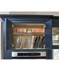 Open cabinet with U-Shaped Wire Tray Divider for baking sheets, chrome finish, 3.25 inch face opening, keeps platters separated.