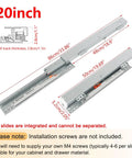 Heavy Duty Pair Of Undermount Drawer Slides With Soft Close Full Extension Bottom Mount Glide Kit For Kitchen Cabinets, 20 inch length.