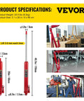 Front view of red VEVOR hydraulic long-ram jack, 8-ton capacity with clevis base and manual pump