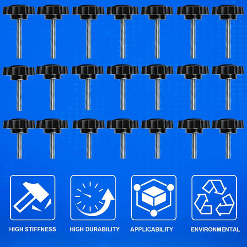 30 Piece T Slot Bolt Kit With Hex Type Bolts And Rubber Head Nuts For T Track Hardware Set displayed on blue background