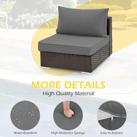 Outdoor Replacement Cushions For Patio Furniture 14 Piece Gray Cushion Set For Six Seat Rattan Wicker Sectional Sofa Water Repellent Cushions For All Weather Patio Decor And Backyard Hangouts
