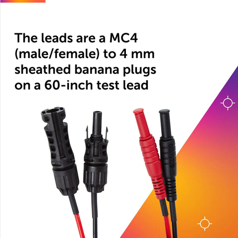 Dual MC4 Test Leads With Banana Plug For PV Setups, Pro Grade, Safe 1500V CAT III Rated, 60-inch cables shown