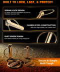 30 Piece Heavy Duty Lynch Pin Assortment Kit With Zinc Plated Steel Pins Includes 4 Sizes For Tractors Trailers Trucks Lawn Mowers And Trolleys Self Locking Ring Prevents Vibration Universal Fit For Farm Implements shown with spring-lock design and rust-proof finish.
