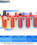 Diagram of Beefed Up Industrial Grade 5 Stage Air Drying System With 0-150 PSI Regulation, showing filter stages and airflow