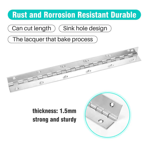 Marine Grade Stainless Steel Piano Hinge 14 Inch By 2 Inch With High Polish Finish Continuous Boat Door Hinge Screws Included