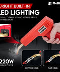Powerful 220W Plastic Welder Kit for Car Bumper Repair with LED lighting, cutting head, and flat head attachments in use