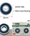 4 Piece Axles And Bearings Kit For Gas Motorized Bicycle With Mag Wheel Set 6000-2RS bearings detail, packaging