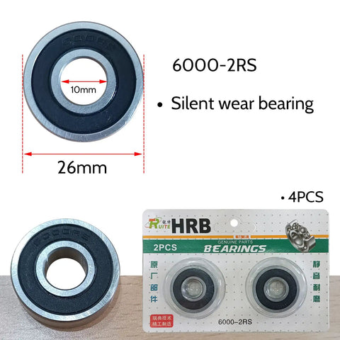 4 Piece Axles And Bearings Kit For Gas Motorized Bicycle With Mag Wheel Set 6000-2RS bearings detail, packaging