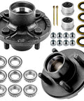 TPZZ 4-lug trailer hub kit with bearings, seals, nuts, cotter pins and rings; two hubs for 1 inch to 1-1/16 inch axles