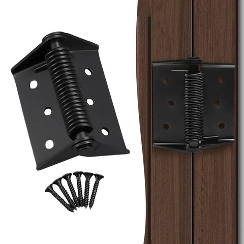 Spring Door Hinge Self Closing Heavy Duty Manganese Steel Door Closer with screws on wooden door frame for secure install
