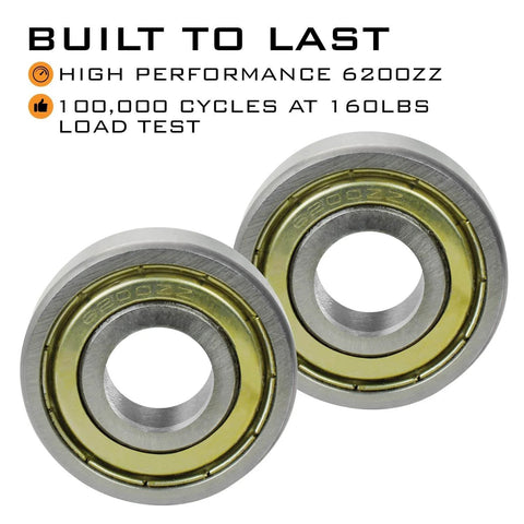 Close-up of high performance 6200ZZ ball bearings for Two Inch Nylon Sealed Garage Door Rollers with load test details.